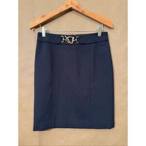 Scofield British Heritage Navy Mini Skirt with Large Gold Buckle *note